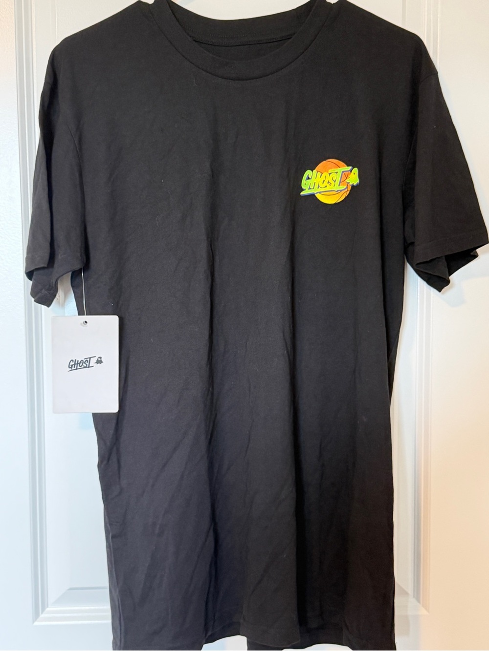 Ghost Logo Black Short Sleeve Tee - Neon Graphic